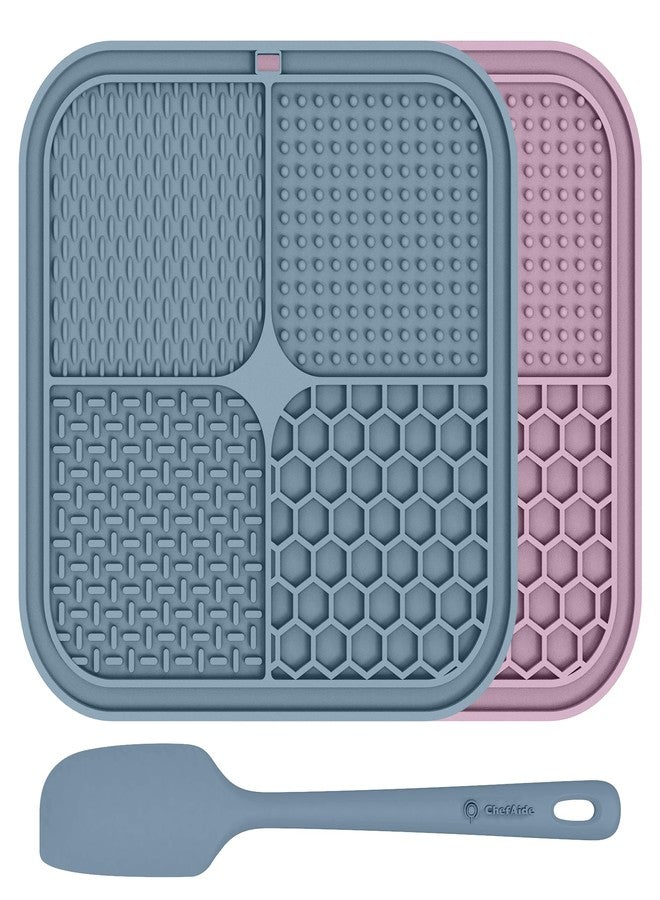 ChefAide 2 Pack Lick Mat for Dogs,Upgraded 8.5×8.5 inches Licking Mats with Suction Cups,Slow Feeder Licking Pad for Anxiety Relief and Boredom Reducer,Suitable for Dog Training - Image 1